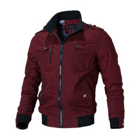 Bordeaux Herrenjacke, Reißverschluss, Baumwolle, modisch, Herbst, Freizeitkleidung, Outdoor.