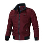 Bordeaux Herrenjacke, Reißverschluss, Baumwolle, modisch, Herbst, Freizeitkleidung, Outdoor.