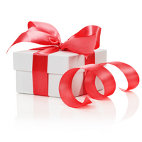 Weiße Geschenkbox mit rotem Band, Schleife, glänzend, ideal für besondere Anlässe, Geschenkverpackung.