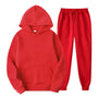 Roter Kapuzenpullover und Jogginghose Set, Unisex, Baumwolle, bequem, Freizeitkleidung.