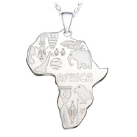 Silberne Afrika-Anhänger-Halskette mit Tiermotiven und Gravuren, Schmuck für Damen und Herren.