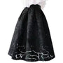 Schwarzer A-Linien-Rock mit Blumenmuster, elegant, knielang, Damenmode.