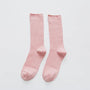Rosa gerippte Socken aus Baumwolle, knielang, bequem, modisch, für Damen und Herren.