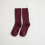 Bordeauxfarbene, gerippte Socken aus Baumwolle, knielang, modisch, bequem, für Damen und Herren.