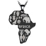 Afrika-Anhänger aus Edelstahl, schwarz-silber, mit Tiermotiven, Kette, Schmuck für Herren