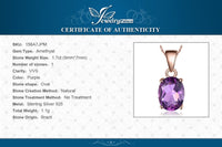 Ovaler Amethyst-Anhänger, 925er Sterlingsilber, rosévergoldet, lila Edelstein, Schmuck.