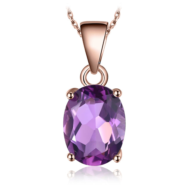 Amethyst-Anhänger Halskette, 925 Sterling Silber, rosévergoldet, elegantes Schmuckdesign.