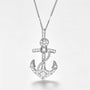Silberne Anker-Halskette mit Zirkonia-Steinen, eleganter Schmuck, maritimes Design.