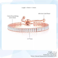 18K Roségold Armband, Zirkonia, verstellbar, nickelfrei, antiallergisch, 134mm Länge.