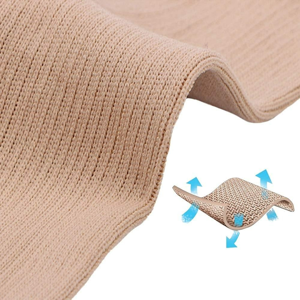 Beige elastische Bandage, atmungsaktiv, dehnbar, für Sportverletzungen, Kompression.