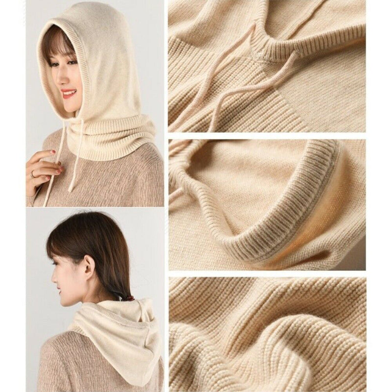 Beige Kapuzenpullover Damen, weiches Material, modisch, warm, Herbst-Winter-Bekleidung.