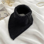 Schwarzer Strickschal, gerippt, warm, modisch, Damenaccessoire, Herbst-Winter, elegant.