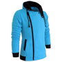 Blaue Kapuzenjacke mit Reißverschluss, Herrenmode, sportlich, Baumwolle, Freizeitkleidung