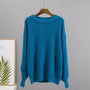Blaue Damen-Kaschmirpullover, locker gestrickt, warm, Wintermode, weiches Material.
