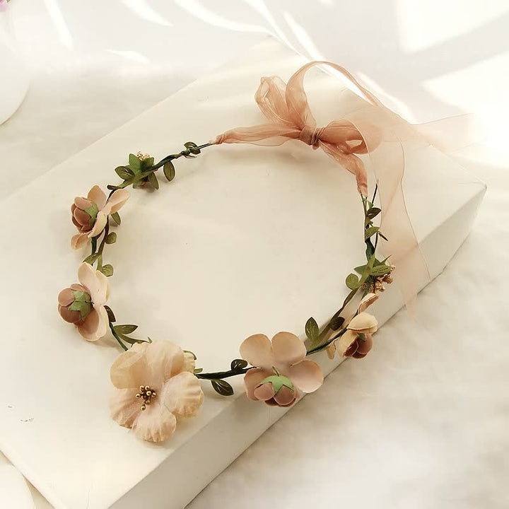 Blumenkranz Haarschmuck, rosa Seidenblumen, Hochzeit, Boho-Stil, romantisch, handgefertigt.