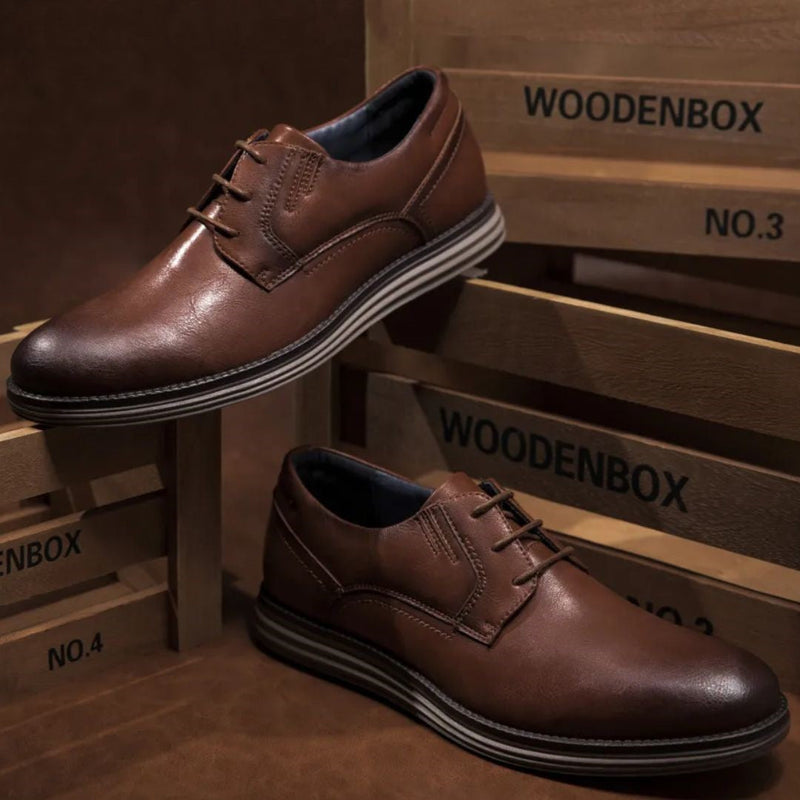 Braune Lederschuhe für Herren, elegantes Design, ideal für Business und Freizeit.