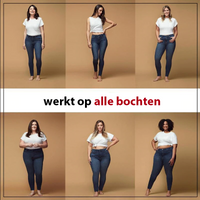 Jeans für Damen, verschiedene Größen, blaue Denim, weiße T-Shirts, Modekollektion.