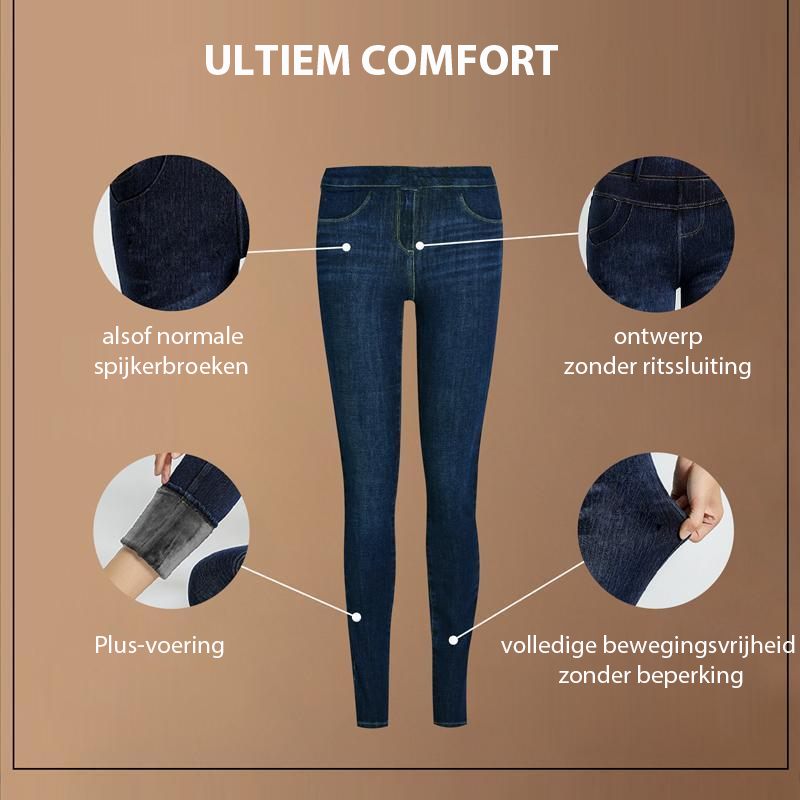 Damen-Jeans-Leggings, dunkelblau, elastisch, ohne Reißverschluss, hoher Tragekomfort.