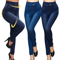 Damen-Jeans in Dunkelblau, figurbetont, hoher Bund, elastisch, modisch, bequem.