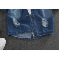 Damen Oversized Denimjacke, Blau, Risse, Lässig, Frühling, Modetrend, Baumwolle.