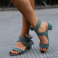 Damen Sandalen mit Blockabsatz, grün, Riemchen, Sommerschuhe, elegant, bequem, modisch.