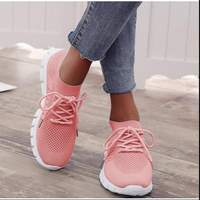 Damen Sneaker rosa, atmungsaktiv, Strickmaterial, Freizeit, modisch, bequeme Sportschuhe.