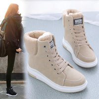 Beige Damen-Winterstiefel, gefüttert, rutschfest, modisch, warm, für kalte Tage.