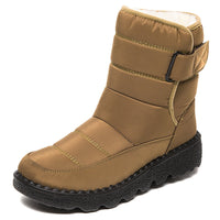 Brauner Winterstiefel, wasserdicht, gefüttert, rutschfeste Sohle, Damenmode, Outdoor-Schuh.