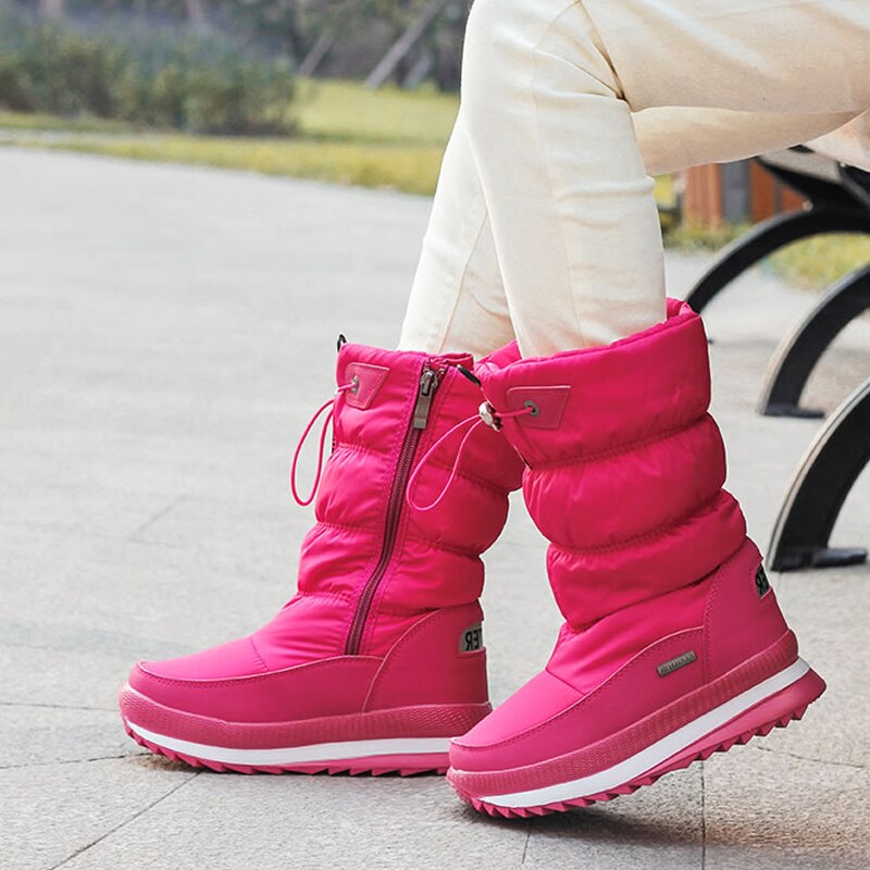Damen Winterstiefel pink, wasserdicht, warm gefüttert, rutschfeste Sohle, Outdoor geeignet.