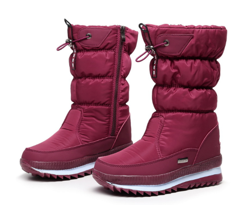 Damen Winterstiefel, rot, wasserdicht, gefüttert, rutschfeste Sohle, Reißverschluss, Outdoor.