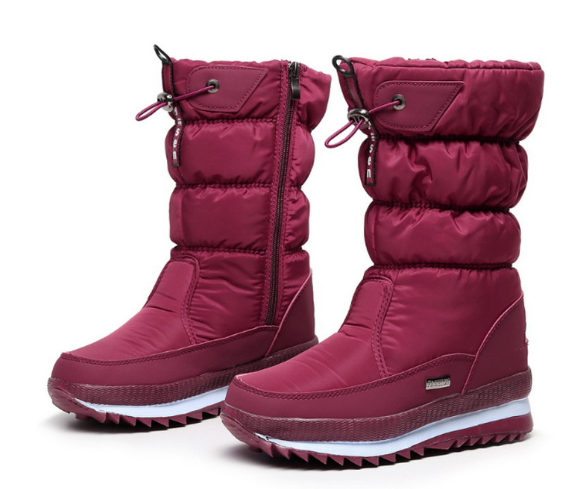 Damen Winterstiefel, rot, wasserdicht, gefüttert, rutschfeste Sohle, Reißverschluss, Outdoor.