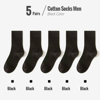 Fünf Paar schwarze Herrensocken aus Baumwolle, ideal für Alltag und Business.