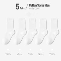 Fünf Paar weiße Herrensocken aus Baumwolle, bequem und atmungsaktiv.