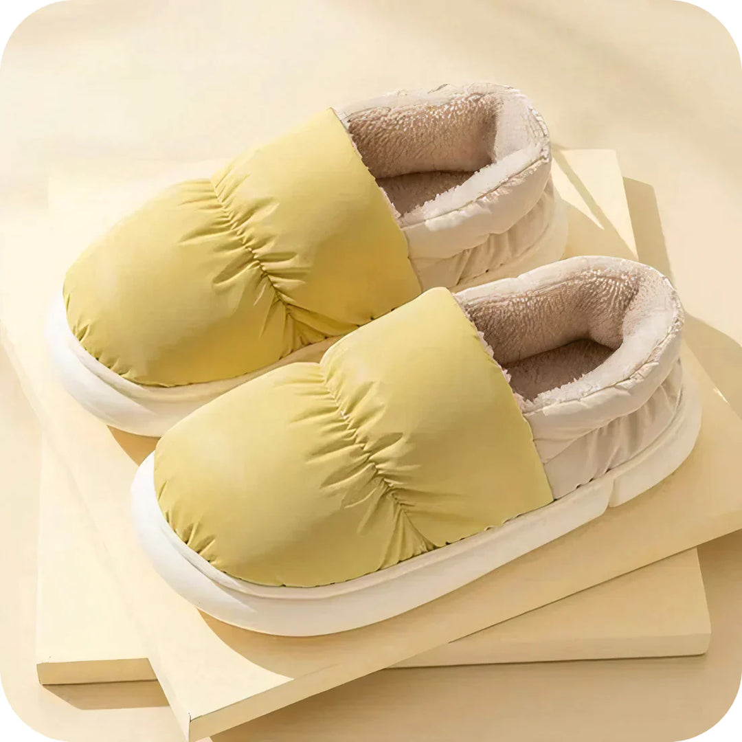 Gelbe Hausschuhe aus Baumwolle, rutschfest, warm, für Damen und Herren, gemütlich, Wintermode.