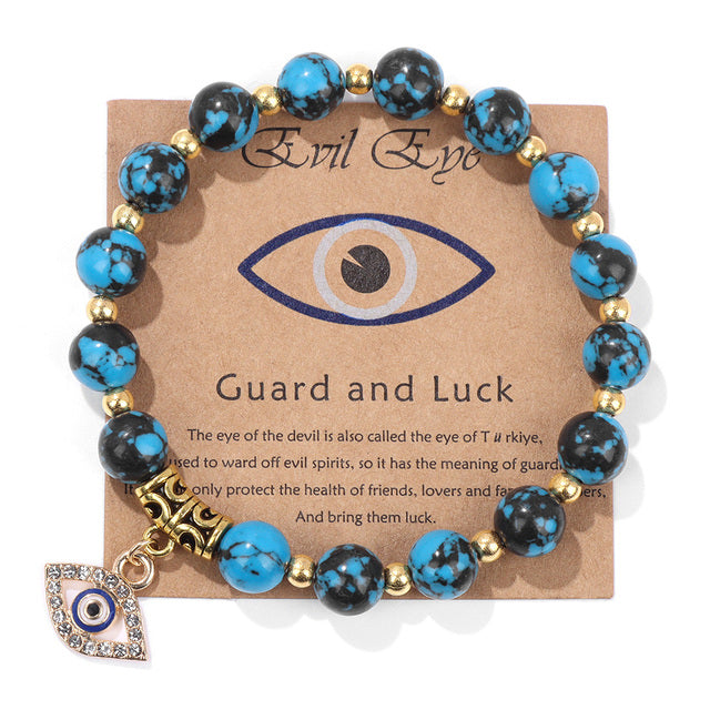 Türkisches Armband mit blauem Nazar-Amulett, Natursteinperlen, Glücksbringer, Geschenkidee.