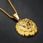 Goldene Löwenkopf-Halskette, Herren-Schmuck, Edelstahl, modisches Accessoire, Geschenkidee.