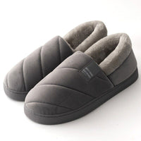 Graue Hausschuhe aus Fleece, warm, rutschfest, für Herren und Damen, gemütlich.