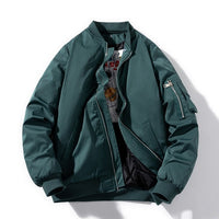 Grüne Bomberjacke Herren, Reißverschluss, Taschen, lässig, modisch, Herbstmode, Polyester.