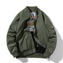 Grüne Bomberjacke aus Baumwolle, Reißverschluss, Taschen, Herrenmode, lässiger Stil.