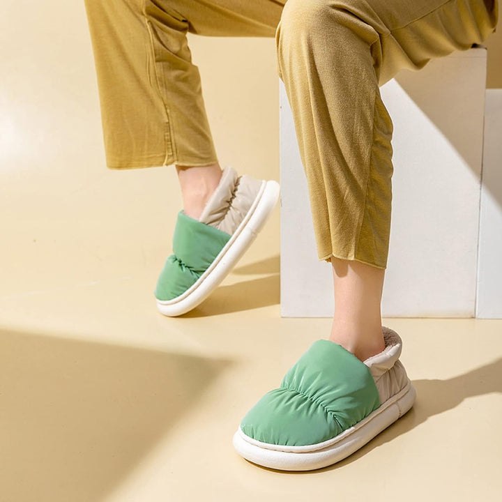 Grüne Hausschuhe Damen, warm, rutschfest, bequem, Winter, Indoor, flauschig, Pantoffeln.