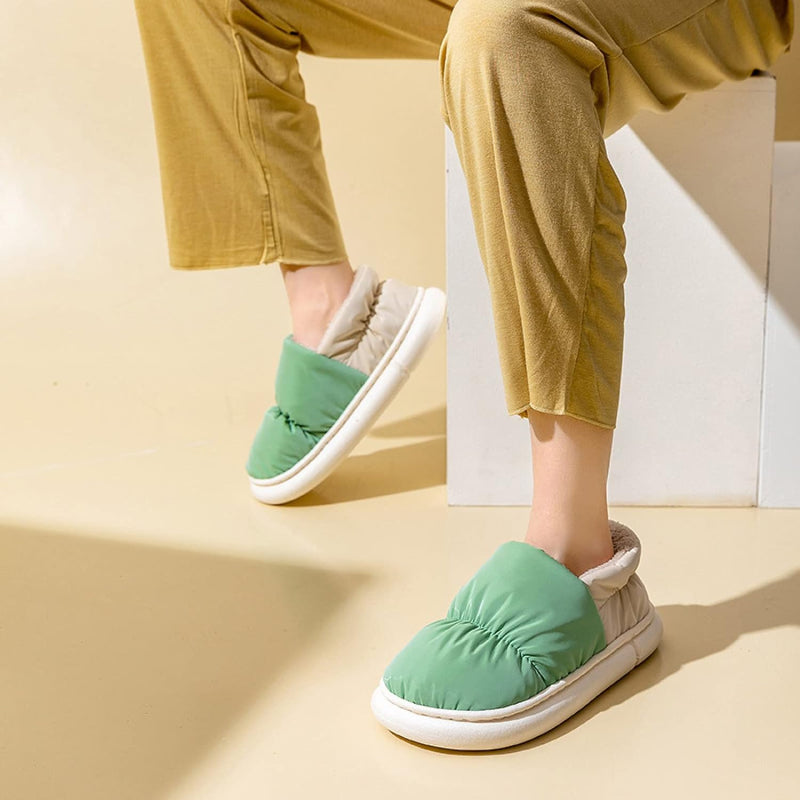 Grüne Hausschuhe Damen, warm, rutschfest, bequem, Winter, Indoor, flauschig, Pantoffeln.