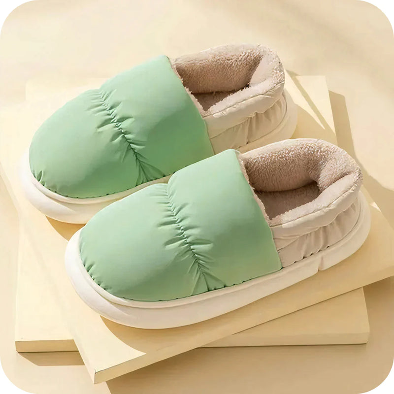 Grüne Hausschuhe aus Baumwolle, warm, rutschfest, für Damen und Herren, gemütlich, Winter.