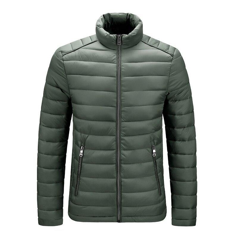 Grüne Steppjacke für Herren, Reißverschluss, warm, modisch, Winterbekleidung, Outdoor.