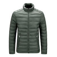 Grüne Steppjacke für Herren, Reißverschluss, warm, modisch, Winterbekleidung, Outdoor.