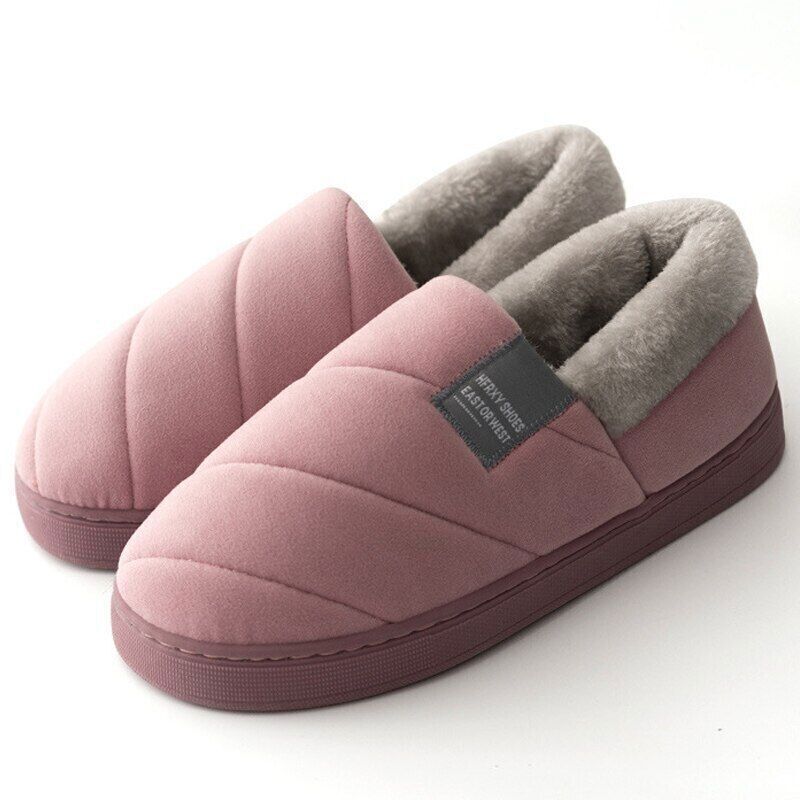 Lila Hausschuhe, gefüttert, rutschfest, warm, Winter, Unisex, bequem, Plüsch, Pantoffeln.