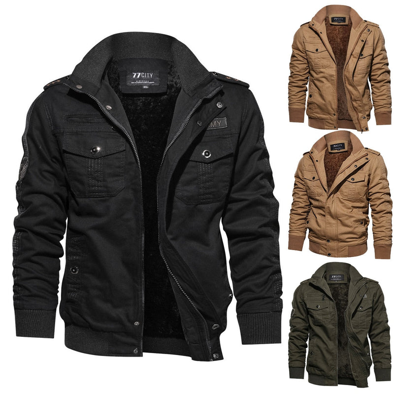 Herren Winterjacke, schwarz, beige, grün, warm gefüttert, Reißverschluss, modisch, Outdoor.