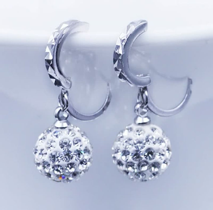 Silberne Ohrringe mit Kristallkugeln, funkelnd, modisch, Schmuck für Damen.