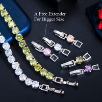 Silberne Tennisarmbänder mit gelben und weißen Zirkonia, verstellbar, luxuriöses Schmuckdesign.