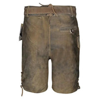 Lederhose Herren kurz braun, traditionell, Trachtenmode, Oktoberfest, Wildleder, Kordelzug.