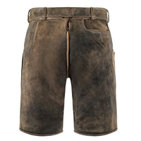 Braune Lederhose für Herren, traditionell, Kniebund, Trachtenmode, robustes Wildleder.